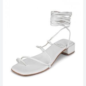 New Jeffrey Campbell Sandal Womens AGATE-2 Natural white strappy flat size 7
